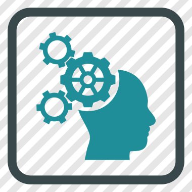 Beyin mekanik vektör simgesi bir çerçeve içinde