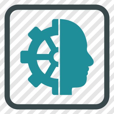 Cyborg dişli vektör simgesi bir çerçeve içinde