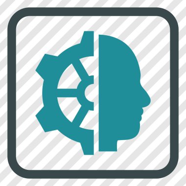 Cyborg dişli vektör simgesi bir çerçeve içinde