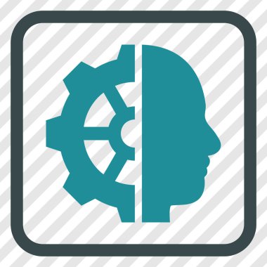 Cyborg dişli vektör simgesi bir çerçeve içinde