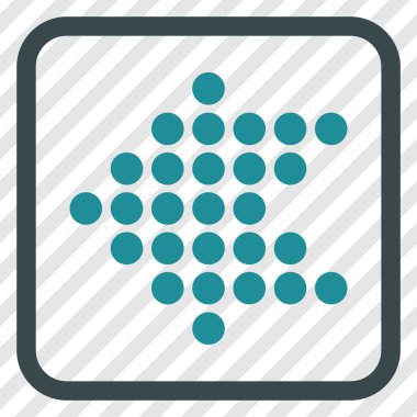 Noktalı ok sol vektör simgesi bir çerçeve içinde