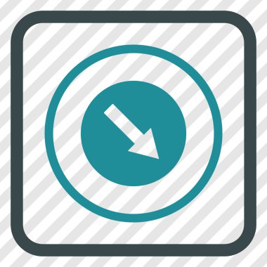 Aşağı doğru yuvarlak ok vektör simgesi bir çerçeve içinde