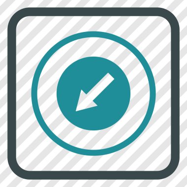 Aşağı sol yuvarlak ok vektör simgesi bir çerçeve içinde