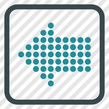 Noktalı ok sol vektör simgesi bir çerçeve içinde