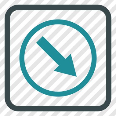 Aşağı doğru yuvarlak ok vektör simgesi bir çerçeve içinde