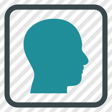 Kafa vektör simgesi bir çerçeve içinde profil