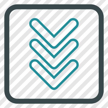 İşaretçi vektör simgesi bir çerçeve içinde aşağı üçlü