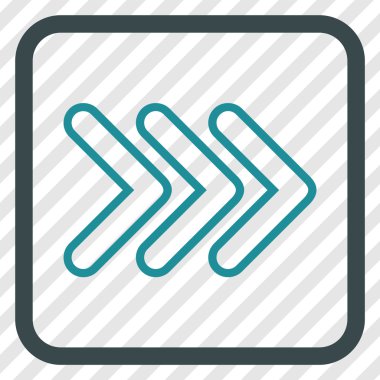 İşaretçi doğru vektör simgesi bir çerçeve içinde üçlü