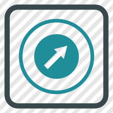 Yukarı sağ yuvarlak ok vektör simgesi bir çerçeve içinde