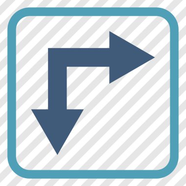 Vektör simgesi bir çerçeve içinde aşağı doğru çatallanma ok