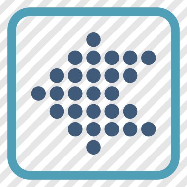 Noktalı ok sol vektör simgesi bir çerçeve içinde