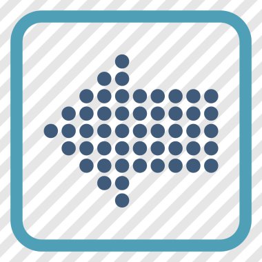 Noktalı ok sol vektör simgesi bir çerçeve içinde