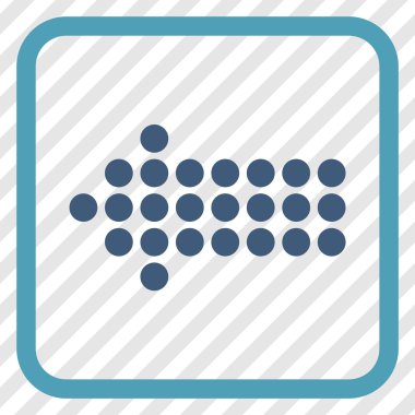 Noktalı ok sol vektör simgesi bir çerçeve içinde