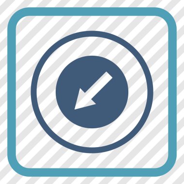 Aşağı sol yuvarlak ok vektör simgesi bir çerçeve içinde