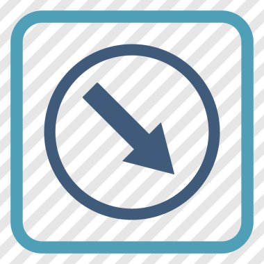 Aşağı doğru yuvarlak ok vektör simgesi bir çerçeve içinde