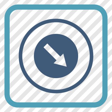 Aşağı doğru yuvarlak ok vektör simgesi bir çerçeve içinde