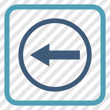 Sol ok vektör simgesi bir çerçeve içinde yuvarlak