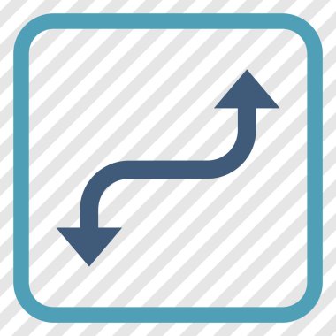 Tam tersi ok vektör simgesi bir çerçeve içinde kavisli