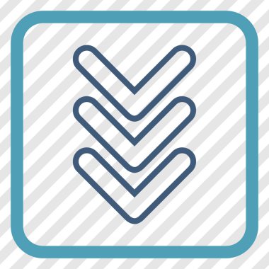 İşaretçi vektör simgesi bir çerçeve içinde aşağı üçlü