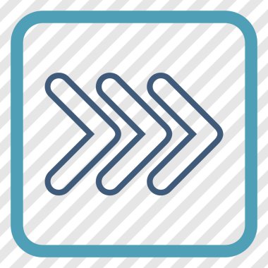 İşaretçi doğru vektör simgesi bir çerçeve içinde üçlü