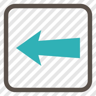 Ok sol vektör simgesi bir çerçeve içinde