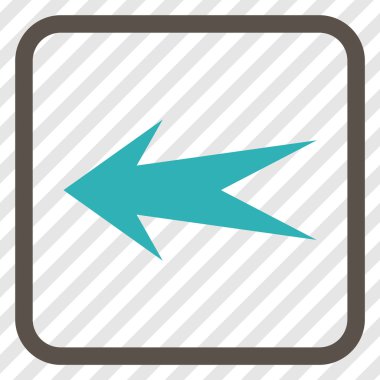 Ok sol vektör simgesi bir çerçeve içinde