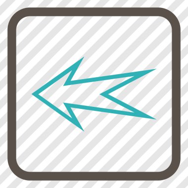 Ok sol vektör simgesi bir çerçeve içinde