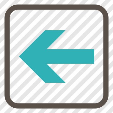 Ok sol vektör simgesi bir çerçeve içinde