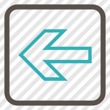 Ok sol vektör simgesi bir çerçeve içinde