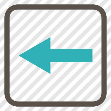 Ok sol vektör simgesi bir çerçeve içinde