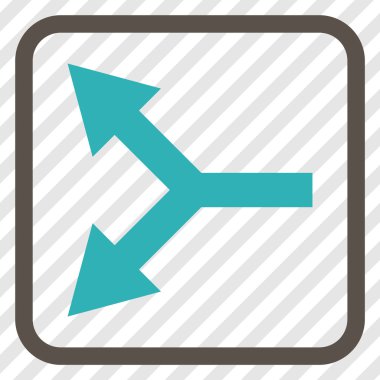 Bifurkasyon ok sol vektör simgesi bir çerçeve içinde