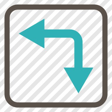 Vektör simgesi bir çerçeve içinde aşağı sol çatallanma ok