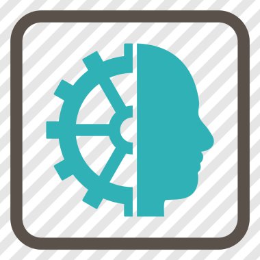 Cyborg dişli vektör simgesi bir çerçeve içinde