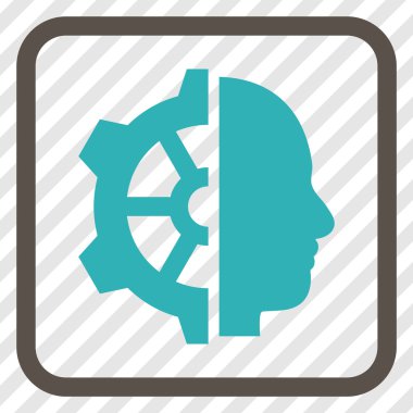 Cyborg dişli vektör simgesi bir çerçeve içinde