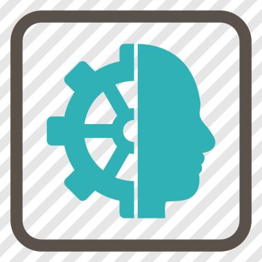 Cyborg dişli vektör simgesi bir çerçeve içinde