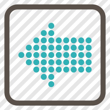 Noktalı ok sol vektör simgesi bir çerçeve içinde