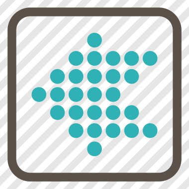 Noktalı ok sol vektör simgesi bir çerçeve içinde