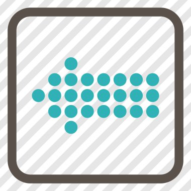 Noktalı ok sol vektör simgesi bir çerçeve içinde