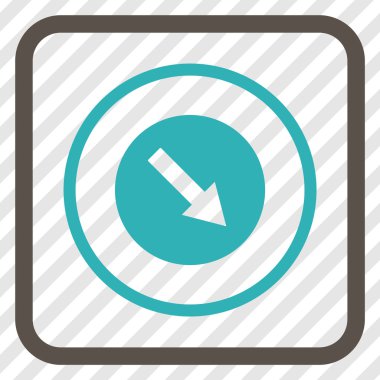 Aşağı doğru yuvarlak ok vektör simgesi bir çerçeve içinde