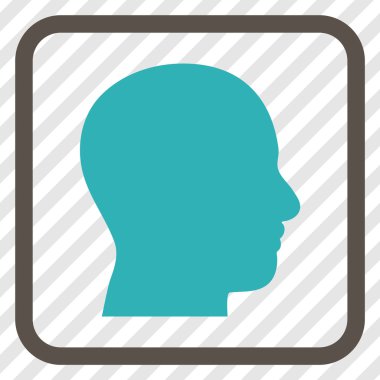 Kafa vektör simgesi bir çerçeve içinde profil