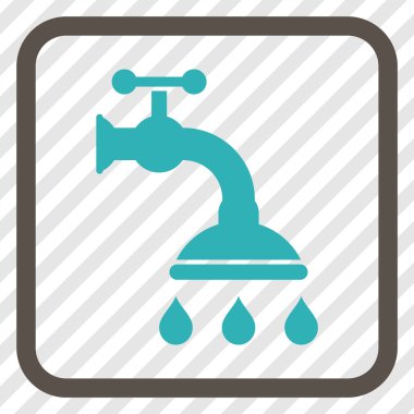 Duş musluk vektör simgesi bir çerçeve içinde