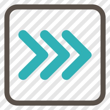 Ok ucu doğru vektör simgesi bir çerçeve içinde üçlü