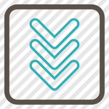 İşaretçi vektör simgesi bir çerçeve içinde aşağı üçlü