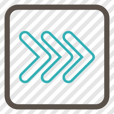 İşaretçi doğru vektör simgesi bir çerçeve içinde üçlü