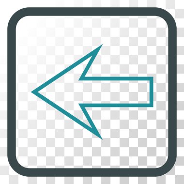 Ok sol vektör simgesi bir çerçeve içinde