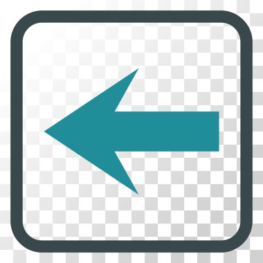 Ok sol vektör simgesi bir çerçeve içinde