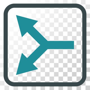 Bifurkasyon ok sol vektör simgesi bir çerçeve içinde