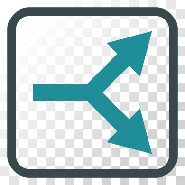 Bifurkasyon ok doğru vektör simgesi bir çerçeve içinde