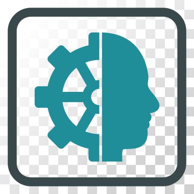 Cyborg dişli vektör simgesi bir çerçeve içinde