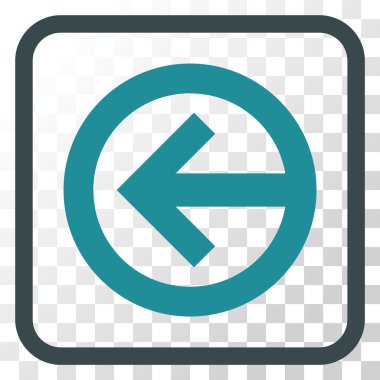 Yön sol vektör simgesi bir çerçeve içinde